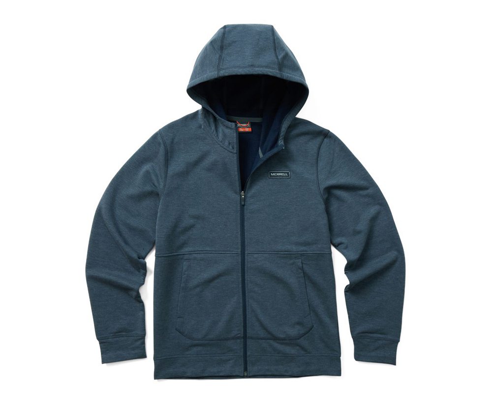 Chaquetas Hombre - Merrell Timber Full Zip Hoody - Azul Marino - OZUA-25978